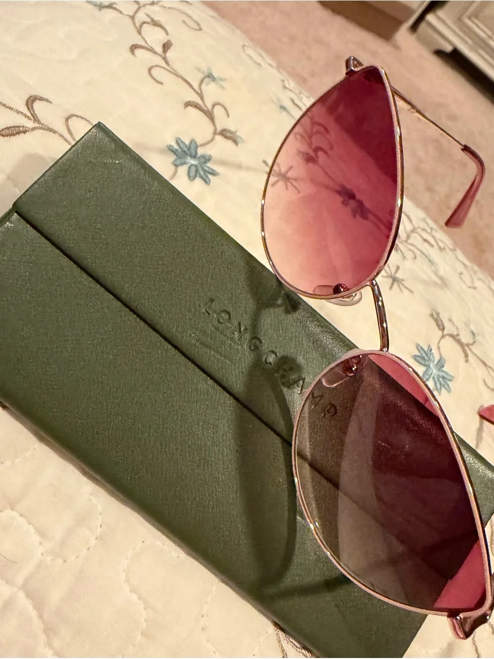 Longchamp Rose-Tinted Aviator Sunglasses